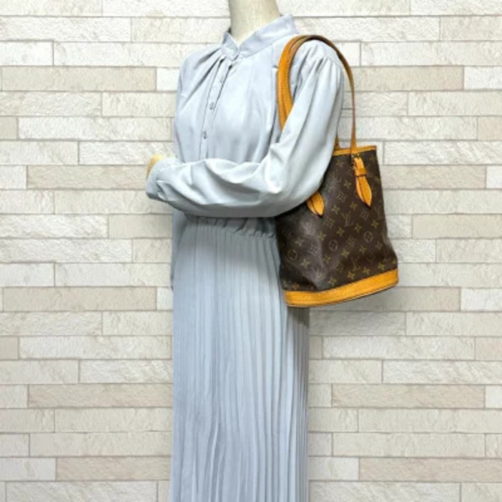 Louis Vuitton Shoulder Bucket Bag Brown Monogram Canvas